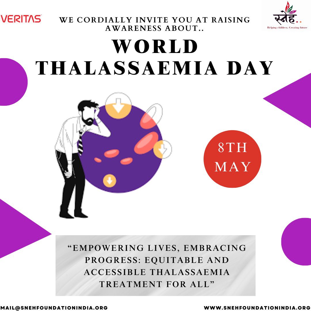 On Thalassemia Day, let's unite for awareness, education, and support. Together, we empower those affected to thrive. #ThalassemiaDay #Support #Empowerment
