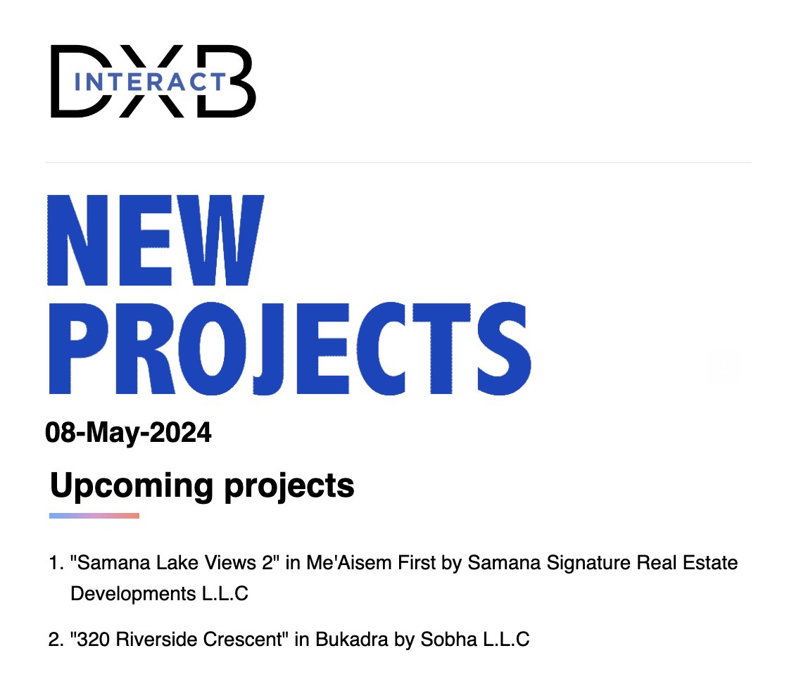 8-May, Projects Launched Today
DXBinteract.com

#NewProjects
