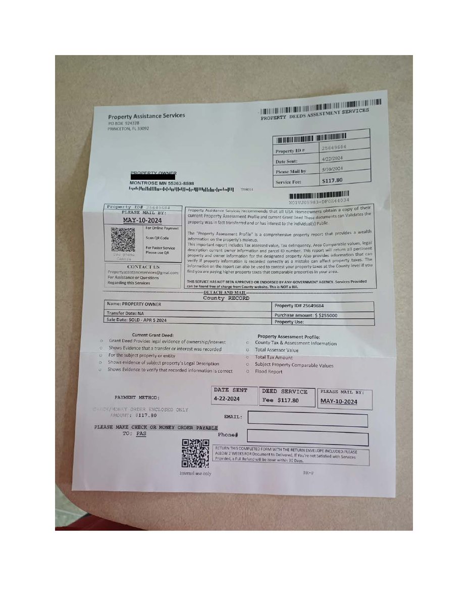 WrightCountyMN's tweet photo. The Wright County Recorder’s Office is warning homeowners about a scam in which the scammers are requesting money to get a copy of a homeowner’s property deed. Learn more about this scam here: https://t.co/NsiyZlZPf4 https://t.co/Fos4flyd8l
