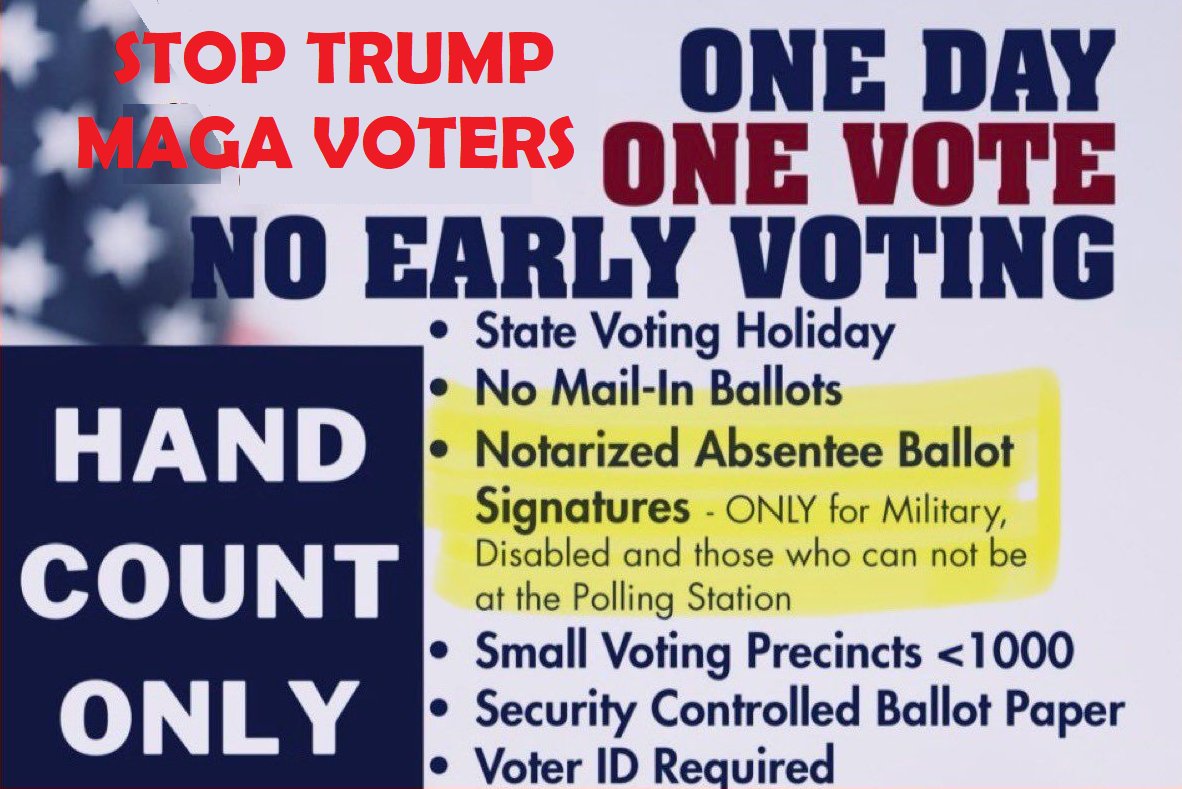 #AbsenteeBallots #NoBallotBoxes and #HandCountVotes is the only way to beat the MAGA Trump supporters @GovernorShapiro 

He is like literally Hitler
