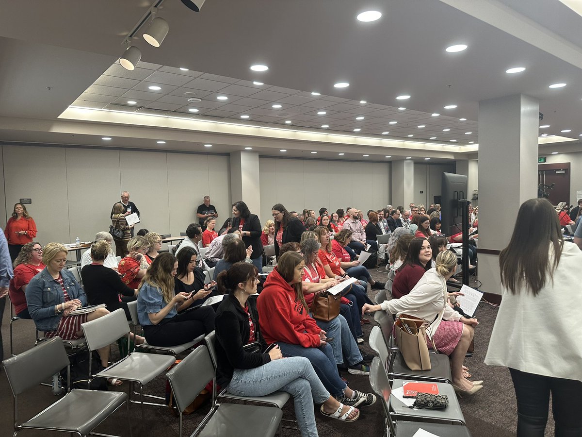 I’m at the State Board of Education this morning. There’s at least 100 teachers here after the state’s largest teachers’ union issued a callout. IDOE unveiled its plan for literacy training last month. It was met with strong pushback from many educators.