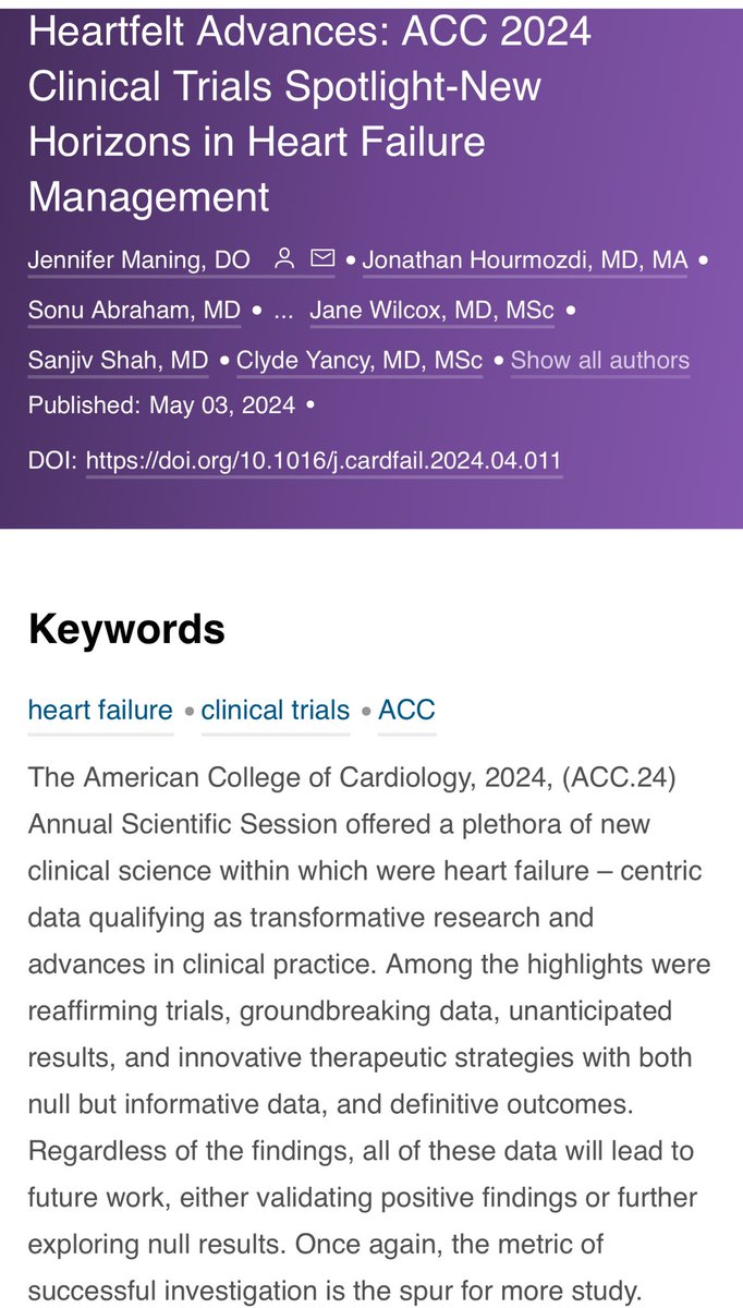 Hey #FunctionNotFailure peeps! Don’t you wish someone would distill HF 🫀 clinical trials at #ACC24 in 1️⃣ spot? I know. Me too. 🙏🏽 @ManingJennifer @NMHheartdoc @HFpEF & team for 🧏🏽‍♀️ me!! @JCardFail 🔥EMPACT-MI 🔥ARISE 🔥STEP-HFPEF DM 🔥RELIEVE-HF 🔥DANGER 🔥IMPROVE HCM…