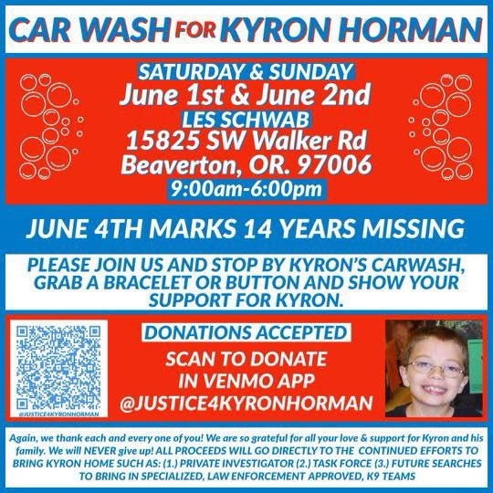 CALLING ALL VOLUNTEERS Car wash For #Kyron is just around the corner. If you are interested in becoming a volunteer at the upcoming Car wash For Kyron, please contact admin of “Kyron Horman’s World Soldiers” or “Missing Kyron Horman” on Facebook with your contact information.