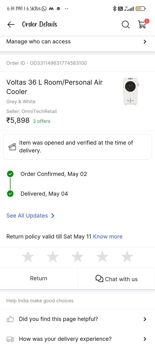 VikashS350's tweet photo. @Flipkart @flipkartsupport  Dear Flipkart I am ordering Volta 36 litter cooler he not cooling so I many times return but no any return option and not costumer support 
My order I'd -OD331149631774583100
So please my  return request accept and refund my amount https://t.co/0M0AGuNtsL