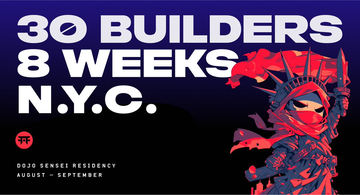 Join us this summer for the Dojo Sensei Residency Program in New York City from August 5th to September 28th 🥷 Thirty builders collaborating to push the frontiers of fully onchain games, autonomous worlds, and provable applications.
