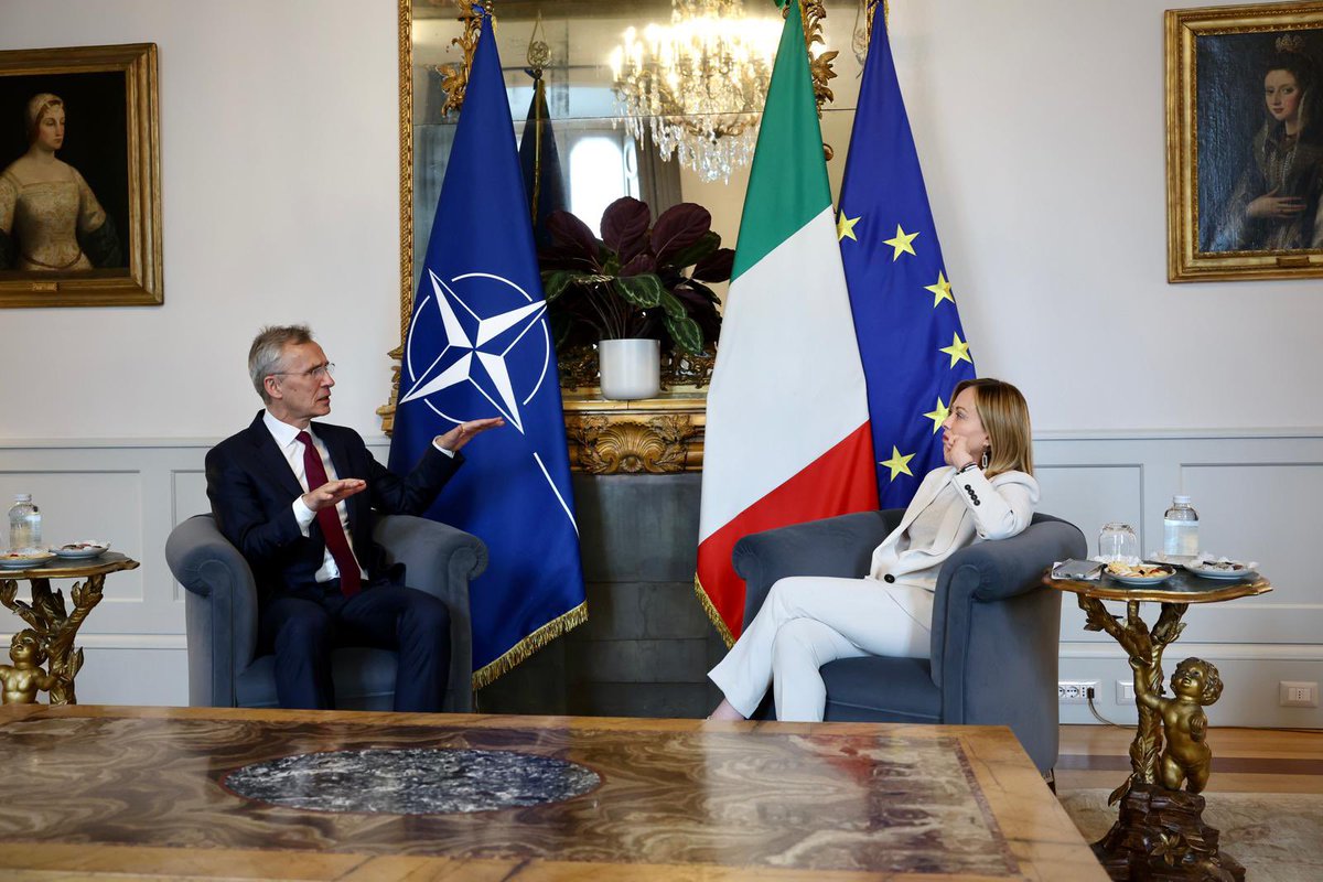 Great to meet PM @GiorgiaMeloni in Rome. We discussed #Italy’s many contributions to #NATO, and our preparations for the NATO Summit in July. When leaders meet in Washington, we will take further decisions to support Ukraine, strengthen our defences, and work more with partners.