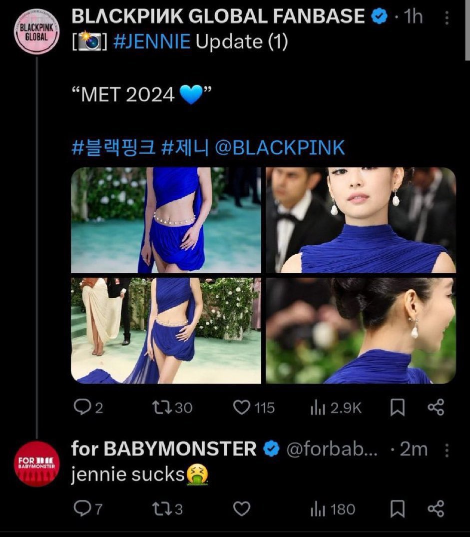 wtf is this???? a 42k supposed to be a fanbase throwing hate on jennie?? 
BE PROFESSIONAL and leave jennie alone mfs @forbabymonster