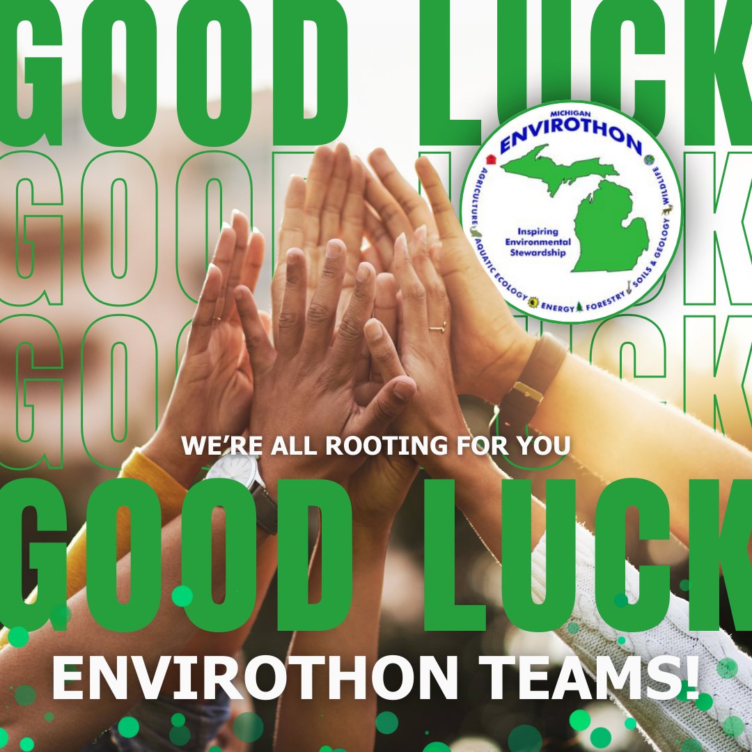 MI_Conservation's tweet photo. MICHIGAN ENVIROTHON IS BACK, BABY!! 💫 Best of luck to the teams competing in Lansing this week! You've all done an incredible job already. 💪 Keep up the great work &amp; enjoy discovering all of the amazing worlds Conservation Science! 🌎 👨‍🌾 🌞🐟🌲🌱🦌 #RootedInConservation https://t.co/4XgxL02Bii