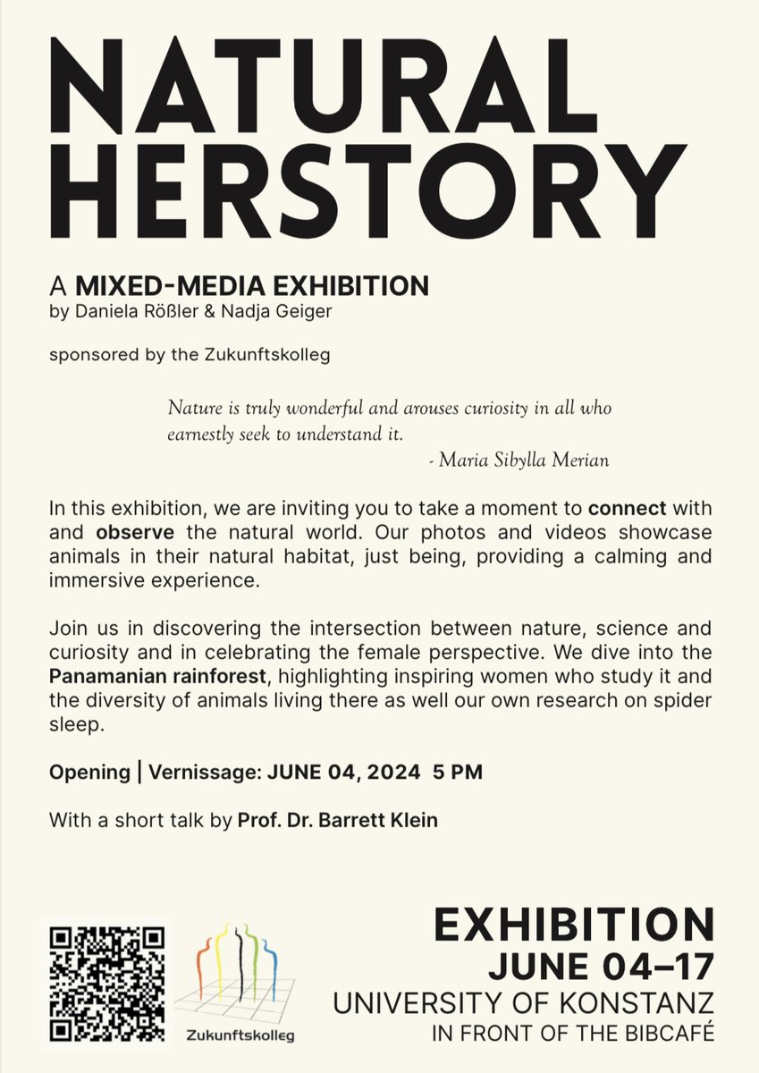 🚨 My brilliantly talented student @_nadjageiger and I are buzzing with excitement to soon present our #exhibition #naturalherstory sponsored by the fantastic @zukunftskolleg 🙏 If you are around @UniKonstanz in June, drop by! Even better: join us for the opening/vernissage!🧵1/3