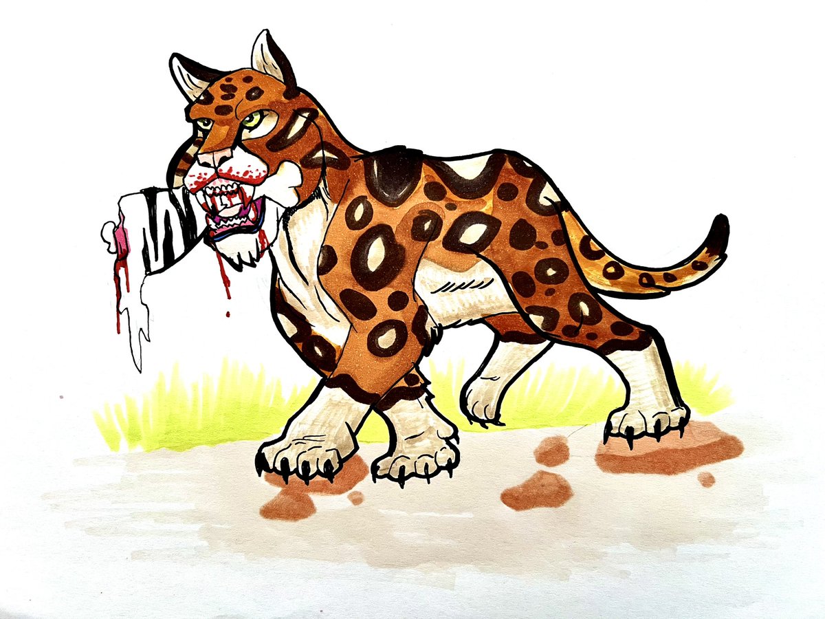 Tomjarobz93's tweet image. Some artwork I did of a Dinofelis a few years back. Part of #inktober522021 Cat prompt.

#drawing #inktober52 #inktober #inktober52cat #illustration #promarkers #dinofelis #prehistoric #sabretooth #pliocene #africa #prehistoricmammals #bigcats #cat #fineliner #zebra #carcass