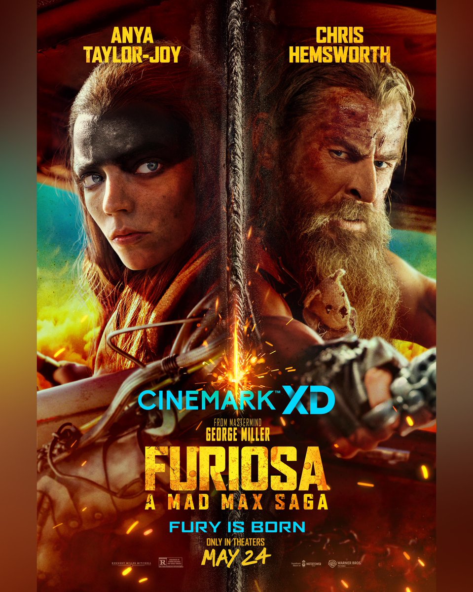 Tickets for #Furiosa: A Mad Max Saga are ON SALE NOW: cinemark.com/movies/furiosa… Here's a 👀 at our EXCLUSIVE XD poster 🔥