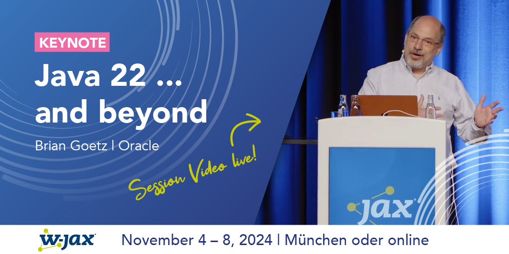 Java 22: Was Entwickler wissen müssen Java 22 im Schnelldurchlauf Neue Features, verbesserte Performance und spannende Innovationen! Seht euch die Keynote von @BrianGoetz an und erfahrt mehr: ow.ly/X6Yg50RzoWV #jaxcon #java #oracle #zgc #jdk #jep