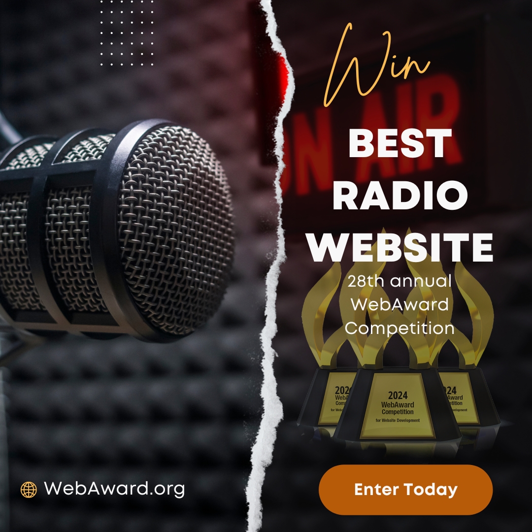 Get your listeners talking when you Win Best Radio Website in the @WebMarketAssoc 28th #WebAward for #WebsiteDevelopment at WebAward.org Enter by 5.31.24. #Radio #RadioMarketing #RadioNews #RadioTrends #RadioWebDev #RadioAwards #BestRadioWebsite #RadioIndustry