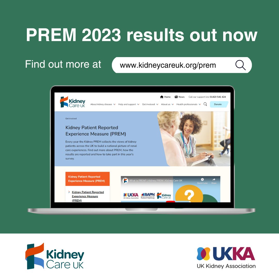 🤝 In 2023, the Kidney Patient Reported Experience Measure (PREM) received over 11k responses, & we would like to thank everyone who took part. By sharing your views, you are helping to shape improvements for all kidney patients. ✅ Access the results: kidneycareuk.org/get-involved/k…