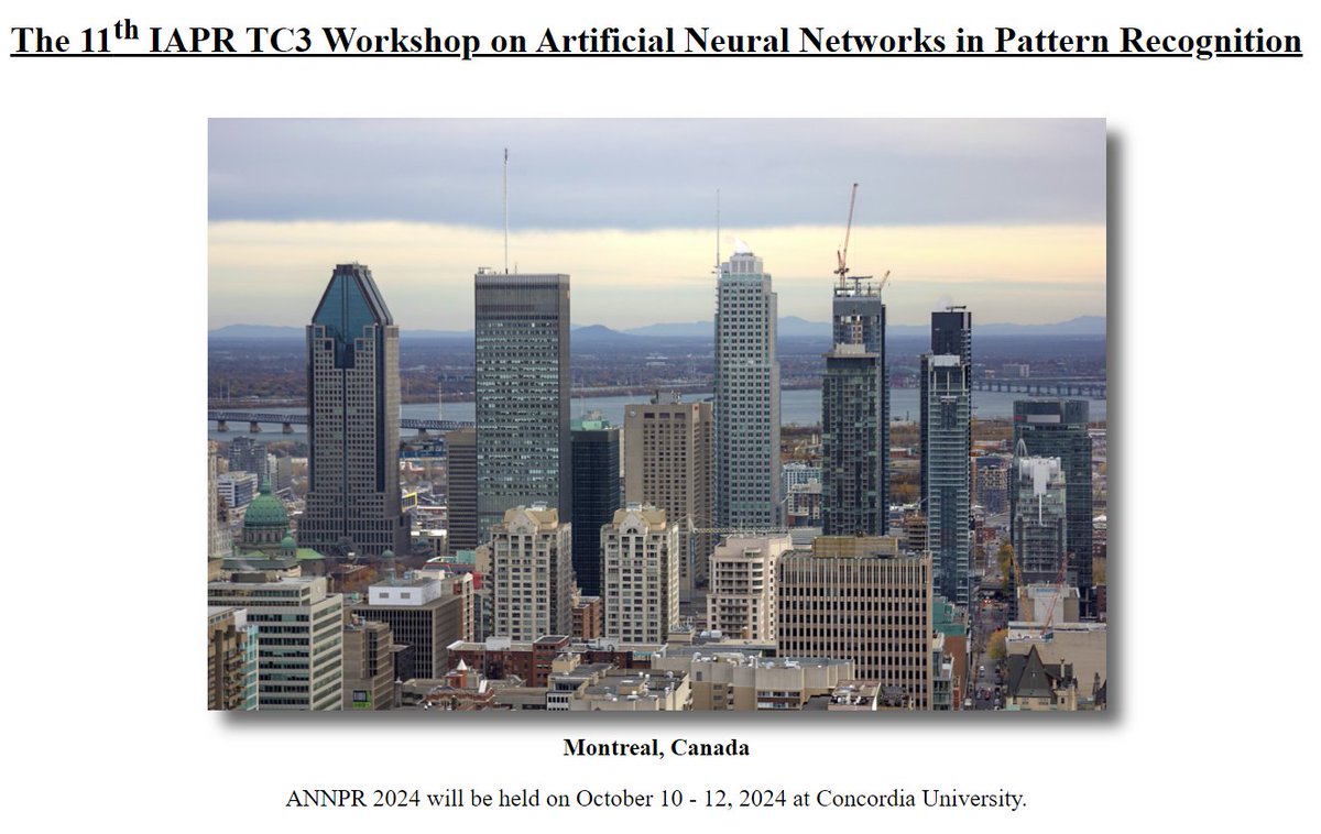 Mirco Ravanelli (@mirco_ravanelli) on Twitter photo The #IAPR Workshop on #NeuralNetworks in #PatternRecognition, known as #ANNPR2024, will occur this fall in Montreal at <a href="/Concordia/">Concordia University</a>.
More info: users.encs.concordia.ca/~annpr24/
Paper Submission: June 3, 2024.
Don't miss out on contributing!
#DeepLearning #AI #MachineLearning The #IAPR Workshop on #NeuralNetworks in #PatternRecognition, known as #ANNPR2024, will occur this fall in Montreal at <a href="/Concordia/">Concordia University</a>.
More info: users.encs.concordia.ca/~annpr24/
Paper Submission: June 3, 2024.
Don't miss out on contributing!
#DeepLearning #AI #MachineLearning