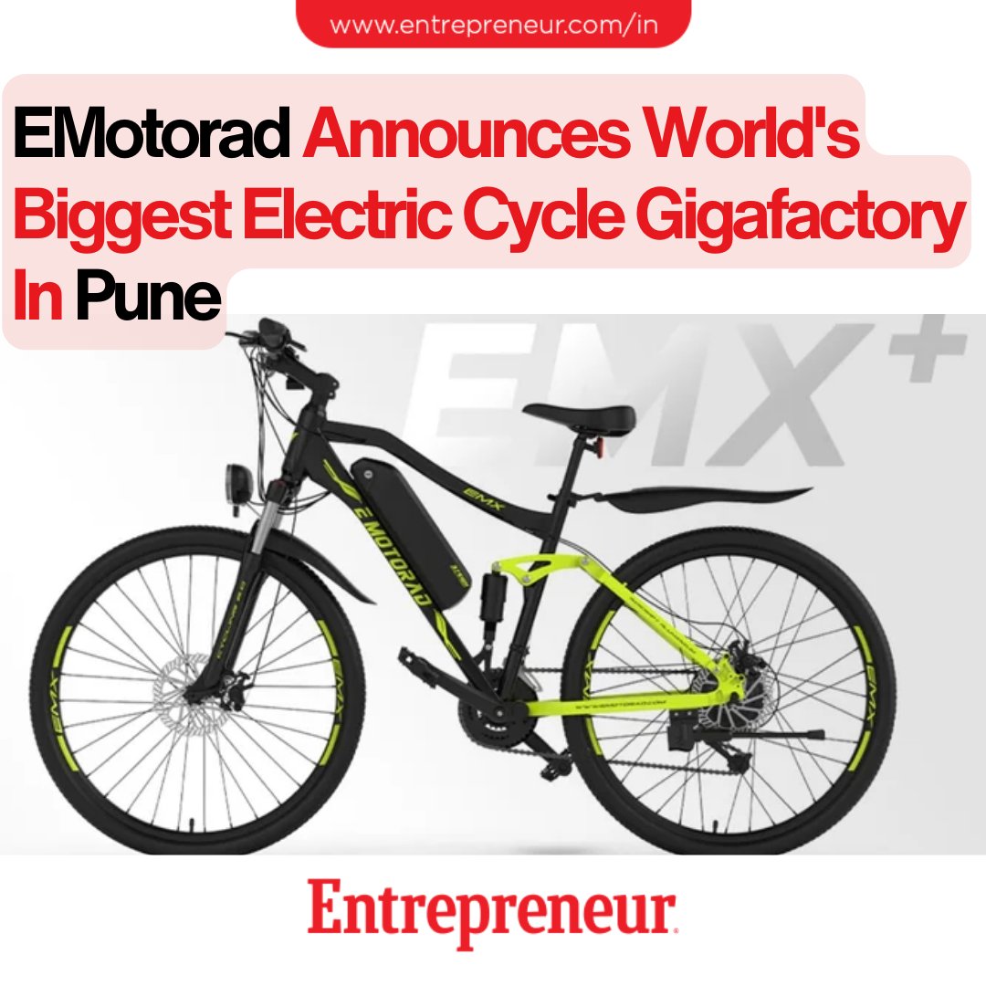 EMotorad Announces World's Biggest Electric Cycle Gigafactory In Pune

Read: ow.ly/XpmV50Rzoyh

#FutureOfTransport #CleanEnergy #SustainableMobility #GreenTechnology #EV #ElectricVehicle #Pune #Gigafactory #ElectricCycle #EMotorad