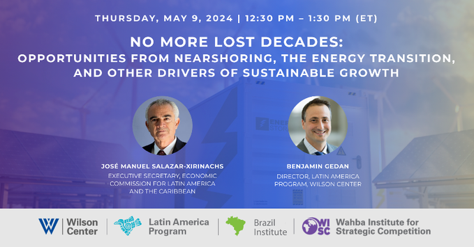 Latin America is slogging through another “lost decade,” but it enjoys remarkable opportunities, including as an engine of the energy transition. Join us online for a conversation with @eclac_un Executive Secretary @JoseMSalazarX during his first official visit to Washington.