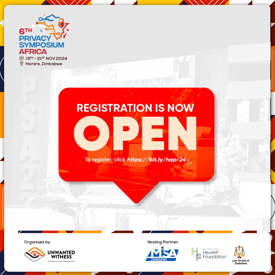 Registration is now open for the 6th #PSA24! Join us in Harare, Zimbabwe from 19th to 21st. Connect, network, and be part of the most anticipated privacy and data protection event of the year. Visit our site for details privacysymposiumafrica.com