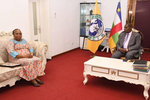 #CentralAfricanRepublic: The President of the Republic Faustin Archange TOUADERA met in the early evening of May 06, 2024 with Mrs. Marie-Madeleine NKOUET HOORNAERT, new Ambassador of the Central African Republic to the Republic of Congo.