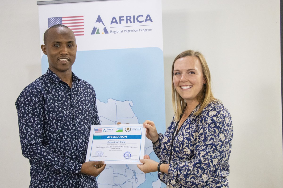 DjiboutiIom's tweet image. Le Bureau de Coordination National pour les #Migrations &amp;amp; l&apos;OIM 🇩🇯 ont organisé une formation pour les points focaux du gouvernement &amp;amp; de la société civile, visant à approfondir leurs compétences techniques sur l&apos;exploitation des données migratoires à #Djibouti. 

 🙏@StatePRM