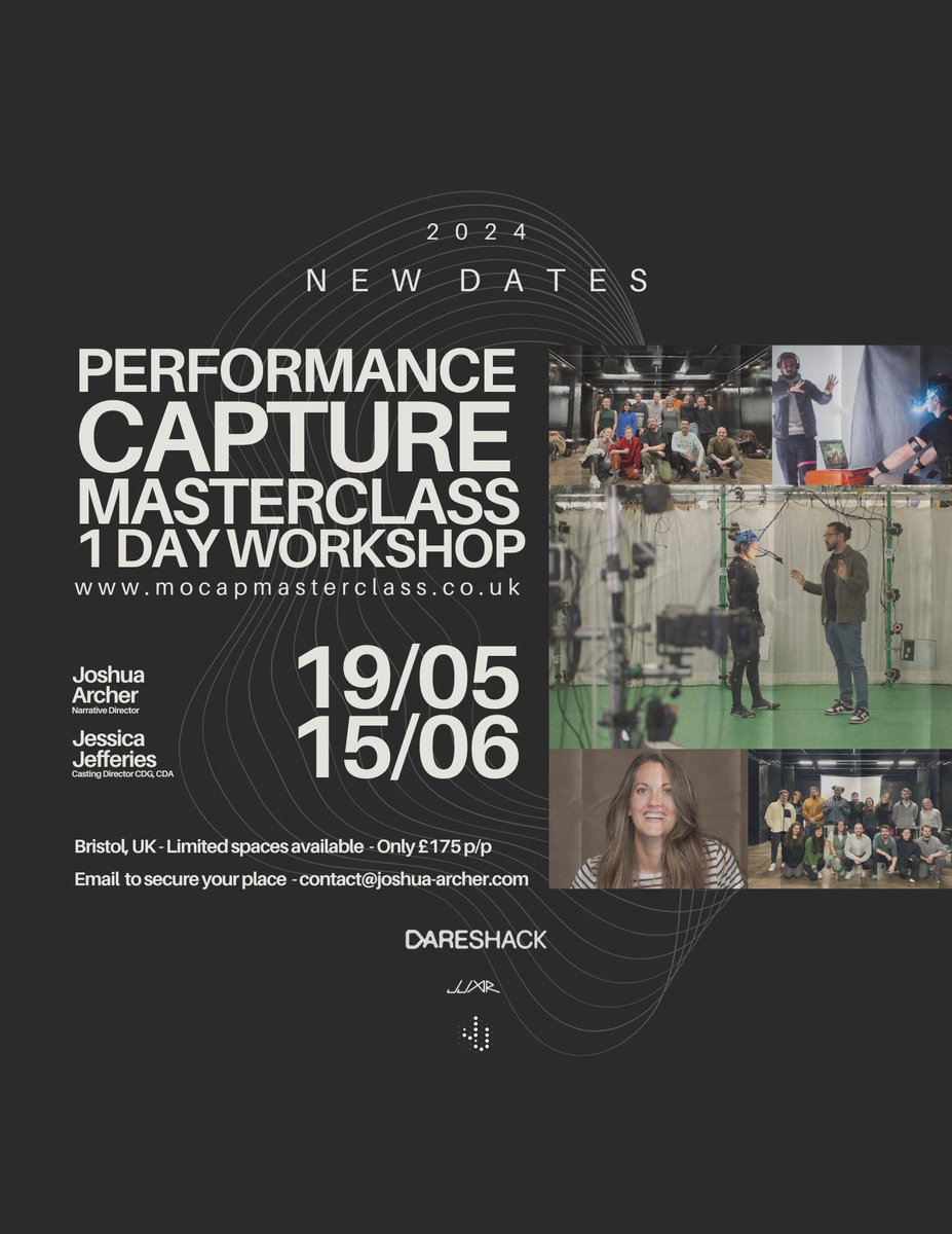 Still a few spots left on the upcoming Mocap Masterclasses with myself and performance director Joshua Archer. I know I’ve had lots of people reach out on here to say they’re interested, so please spread the word and get in touch if you want to nab a space! #performancecapture