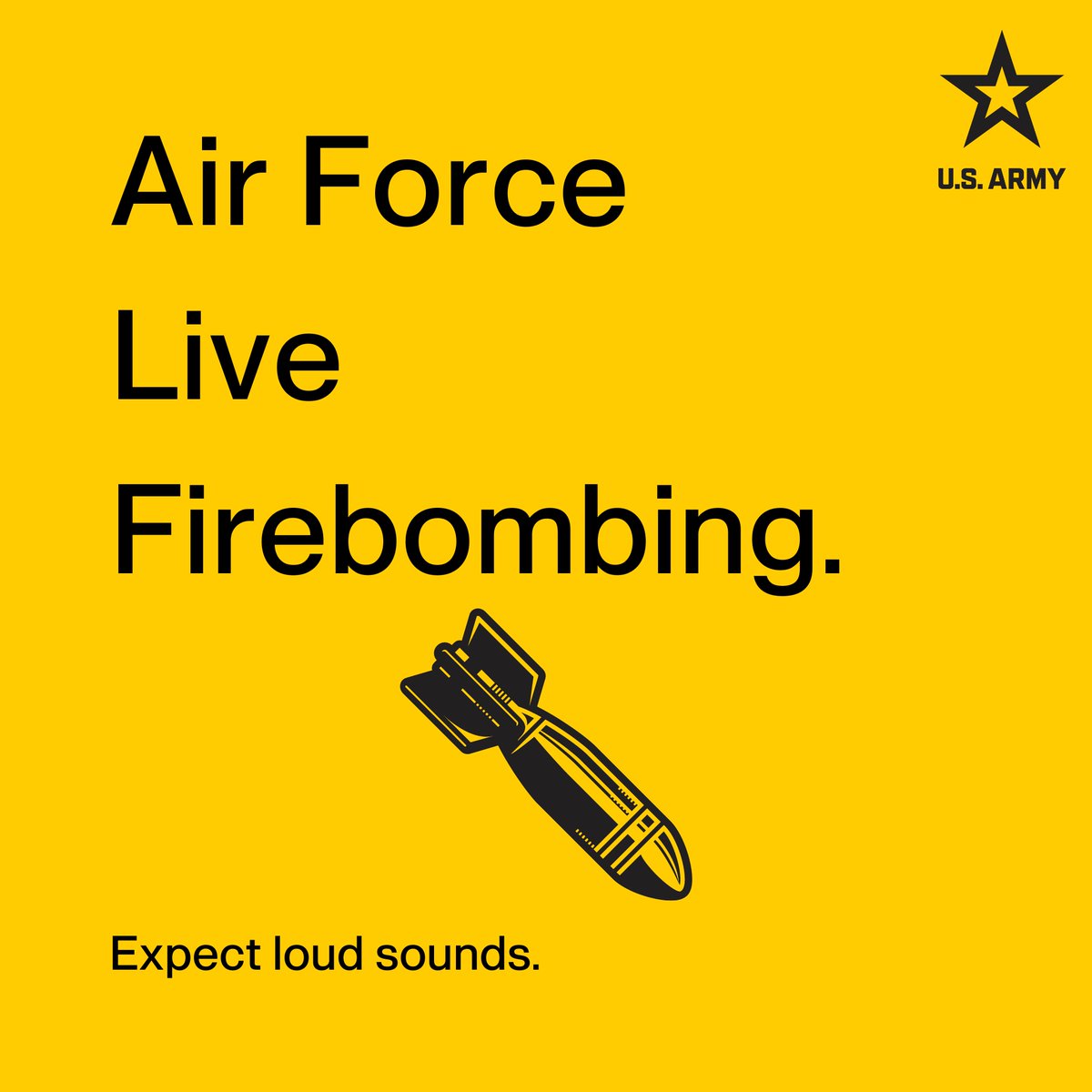 For Awareness: Fort Sill will collaborate with our Air Force siblings for a Live Firebombing today at Falcon Range. Expect loud sounds—or, as it is commonly known, the Sound of Freedom! 💥 

#TeamSill #FiresStrong