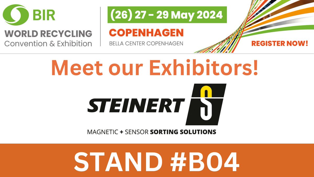 🌟STEINERT will be joining us as #exhibitors at #BIRCopenhagen2024!🌍 With over 130 years of expertise, they're one of the #globalleaders in sensor sorting and #magnetic separation for waste, #metalrecycling, and #mining.

🔄 👉bir.org/bir-copenhagen…