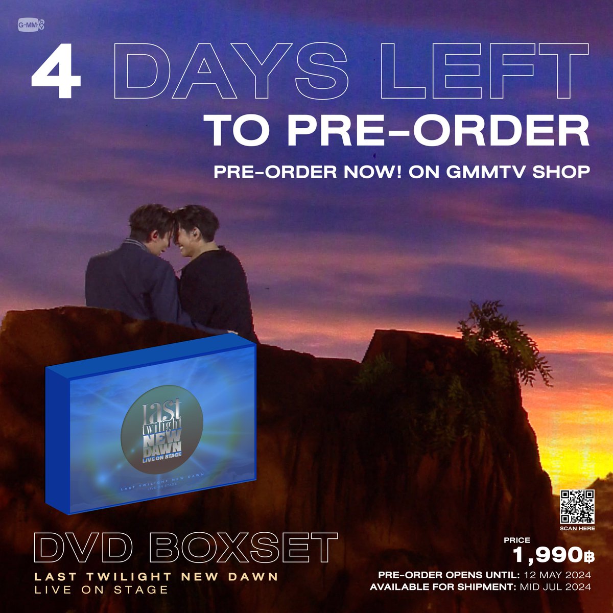 Hurry up and grab it because there are only 4 days left to pre-order the DVD BOXSET LAST TWILIGHT NEW DAWN LIVE ON STAGE, you guys. DVD BOXSET LAST TWILIGHT NEW DAWN LIVE ON STAGE gmm-tv.com/shop/dvd-boxse… #LastTwilightOnStage #GMMTV