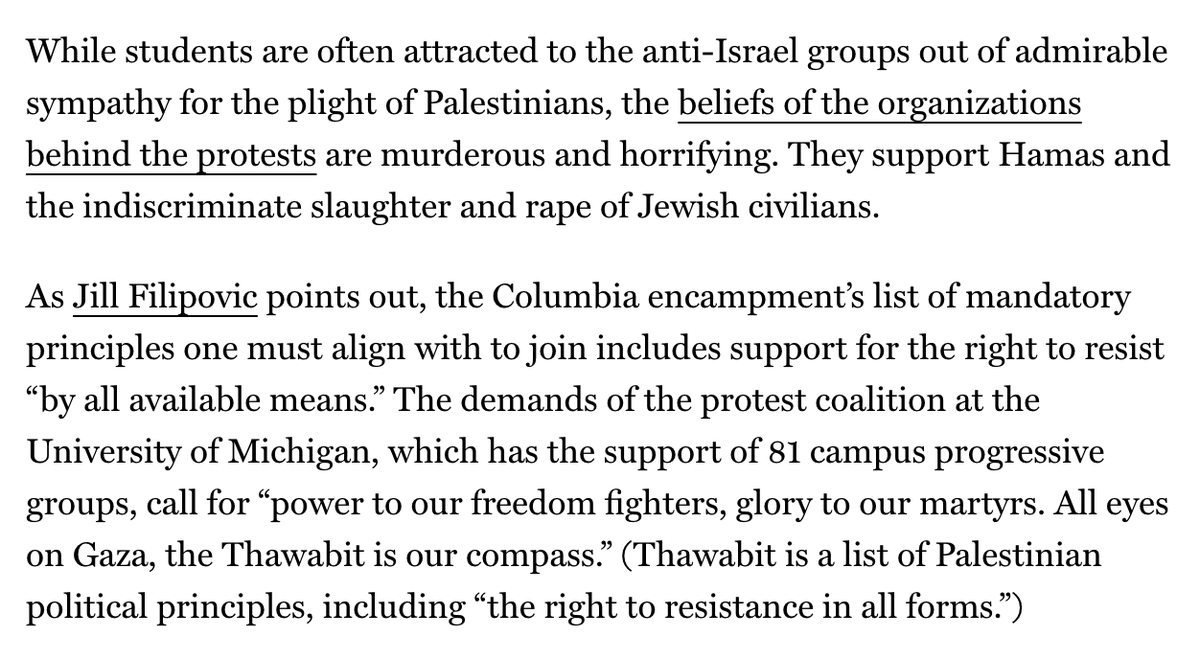 The reason the encampments never criticize Hamas is that they're not allowed to criticize Hamas, because the organizers support Hamas nymag.com/intelligencer/…