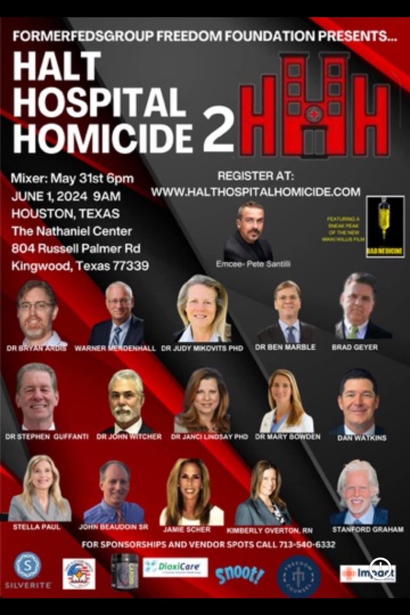 Reasons you should come to this event: 
1. Most renowned and famous expert speakers in their fields. 
2. Learn how to protect yourself and family from future illnesses. 
3. Learn the truth of what has happened during last 4 years. 
4. Help spread awareness!  
5. Stand for medical