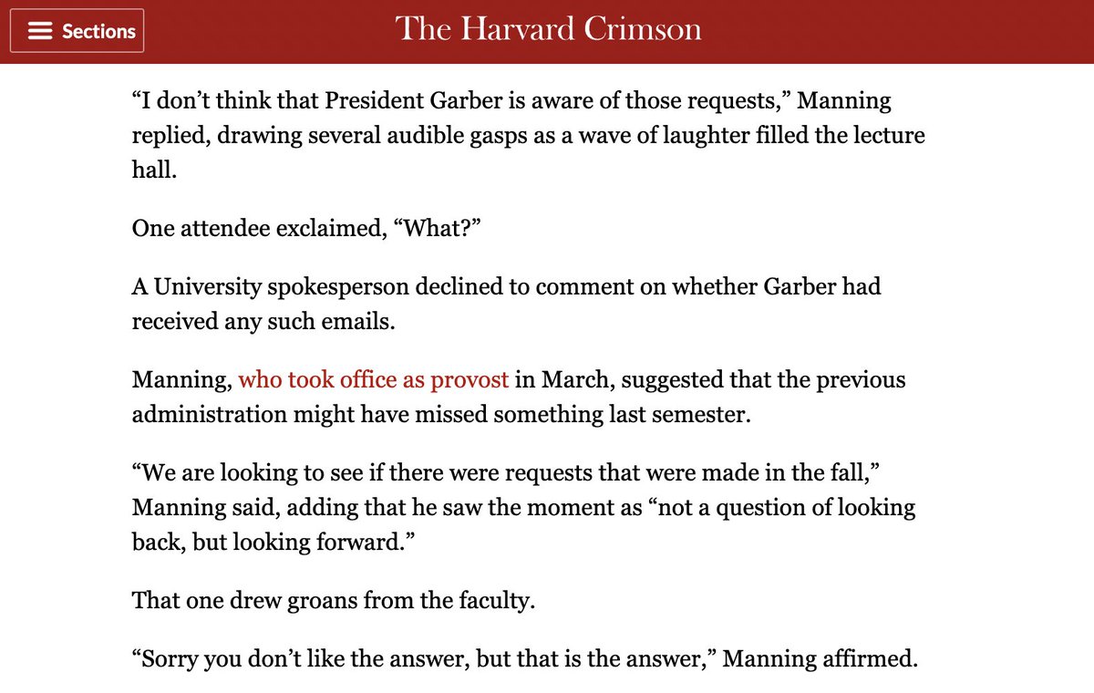 THREAD: Harvard Interim President Garber’s administration claims that they haven’t met with the 1000s of students demanding divestment because they “hadn’t heard” from us before the encampment was established. Faculty found this claim laughable. We do too. Here are the receipts.