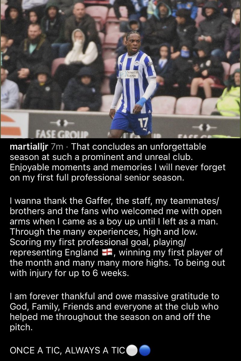 Martial Godo on Instagram 📸

Once a tic. Always a Tic 🔵⚪️

Thank you for everything, Martial! 🫡

#wafc