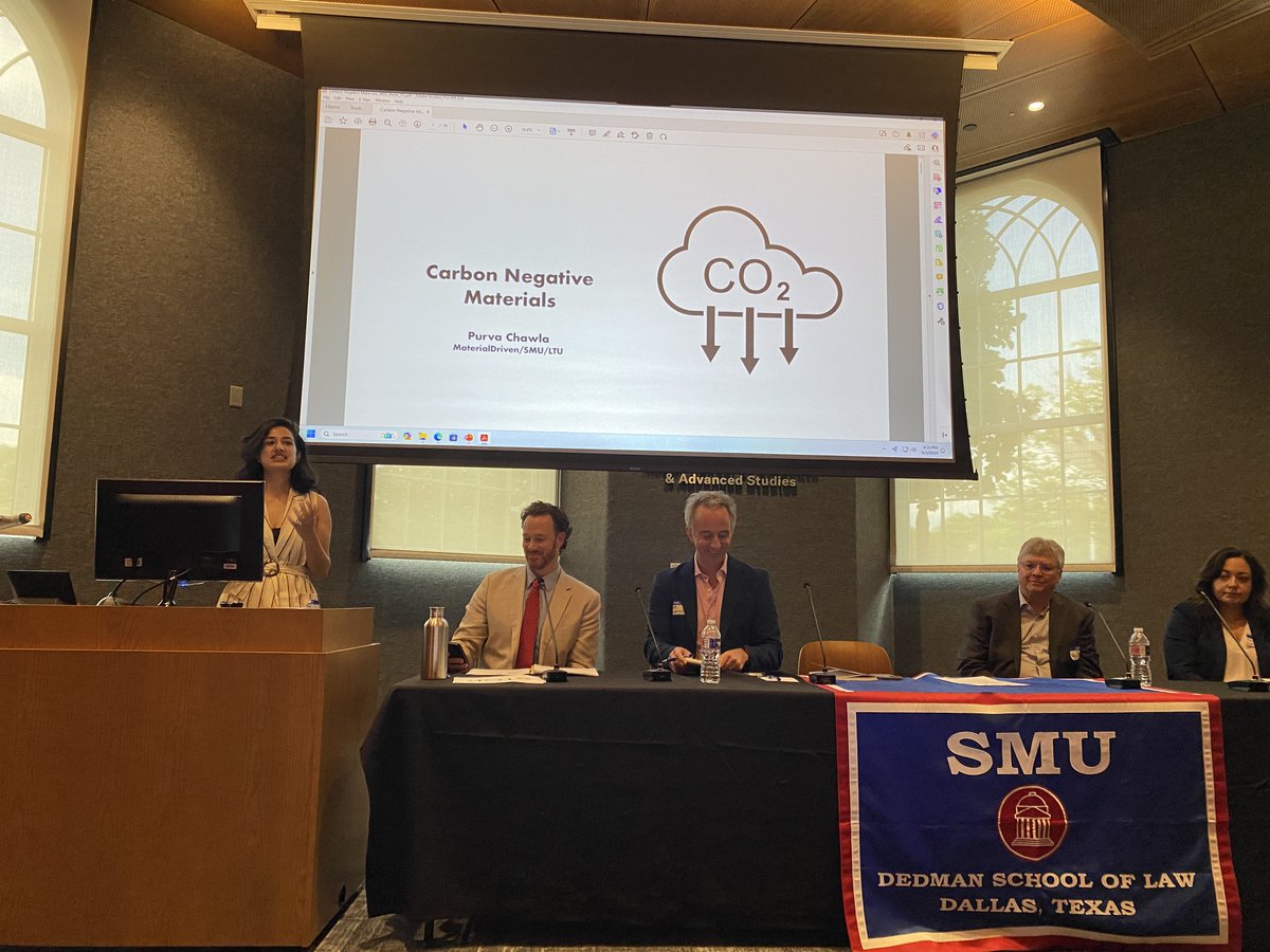 MonikaEhrman's tweet photo. A terrific panel @SMU #EENR Colloquium on "Carbon Management" with #ChristopherHill @lyleengineering @EnergyLawProf @SMULawSchool @AliciaSummers #FrontierCarbonSolutions, #TracyEvans #CapturePointLLC @PurvaChawla6 @MaterialDriven https://t.co/JQOkstT5f1