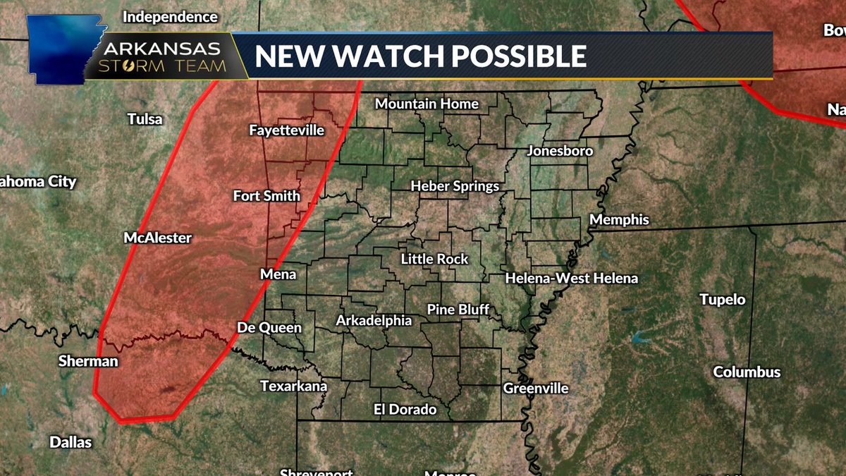 Tornado watch coming for northwest Arkansas. #ARWX #ARStormteam