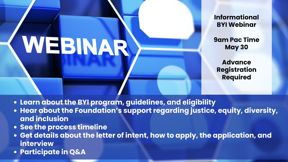 Have you registered for our Informational BYI Webinar taking place at 9am on May 30? There's still time! ow.ly/28gq50R8Jtp #BYI #webinar #info #help #support #questions #applicationsupport #resources #rsvp