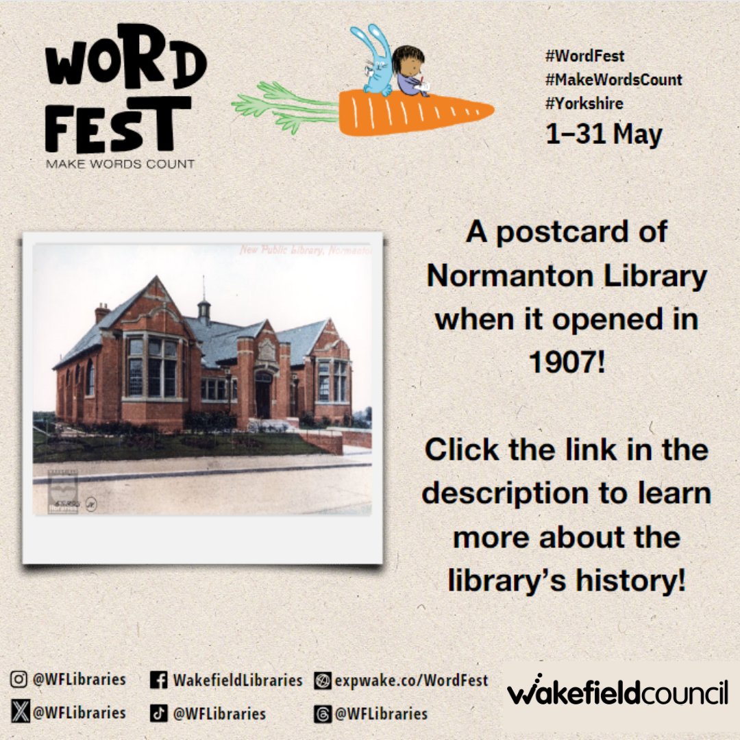 📚Want to learn about the history of Normanton Library? Check out our blog post! Available at: wakefieldlibraries.wordpress.com/2024/05/02/the… #makewordscount #wordfest #libraries #wakefield #festival #history @wakefieldhistory @wakefield_hidden_history @mywakefield @wakefieldmuseums @ouryear2024