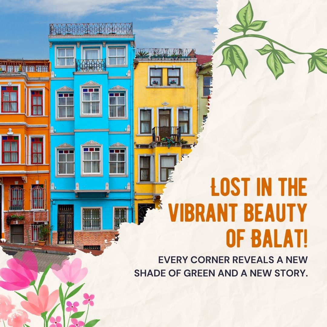 Nature's #colorfulpalette comes alive in #Istanbul's #Balat! 🎨 From the #vibranthues of the houses to the #tranquil #Bosphorusviews, this #hiddengem is a #nature lover's #paradise.😍
