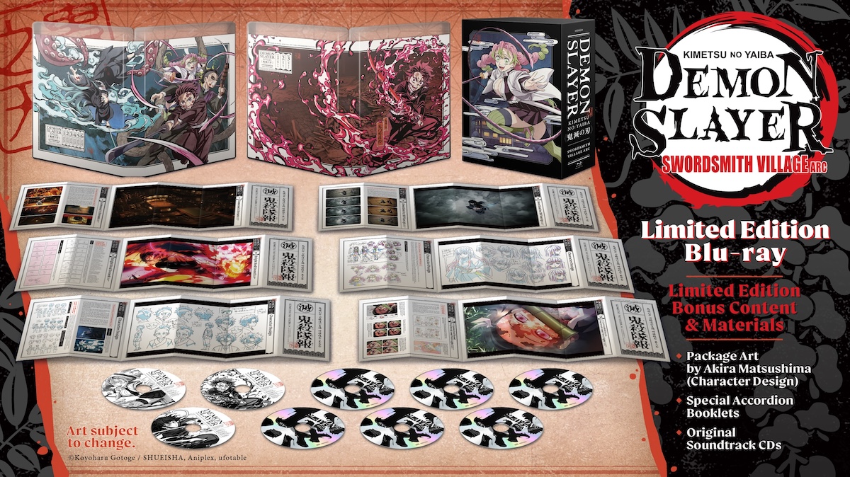 Aniplex of America is proud to present the Limited Edition Demon Slayer: Kimetsu no Yaiba Swordsmith Village Arc Complete Blu-ray Set! ⚔️🔥 The limited edition set comes with three Blu-ray discs and plus six original soundtrack CDs! GET: got.cr/demonslayerLE-…