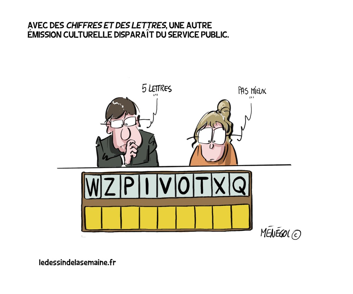 France télévision arrête définitivement l'émission culte 'Des chiffres et des lettres'. Une émission culturelle qui disparait du service public. #deschiffresetdeslettres 
@laurentromejko @RenardBertrand  #ArielleBoulinPrat