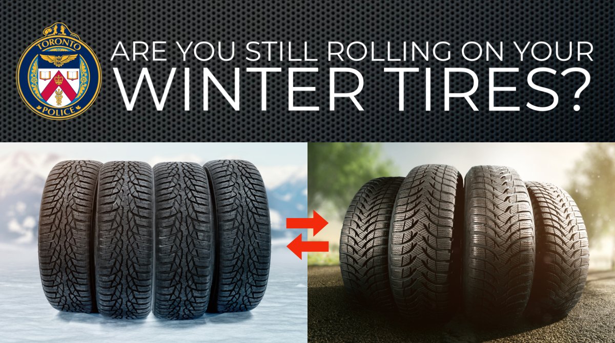 According to @CAASCO driving on #WinterTires in warm weather raises the risk of a tire blowout. In addition they don’t shed water as effectively as your all-season or summer tires do, making aquaplaning and increased stopping distance a real issue on wet roads. @TorontoPolice