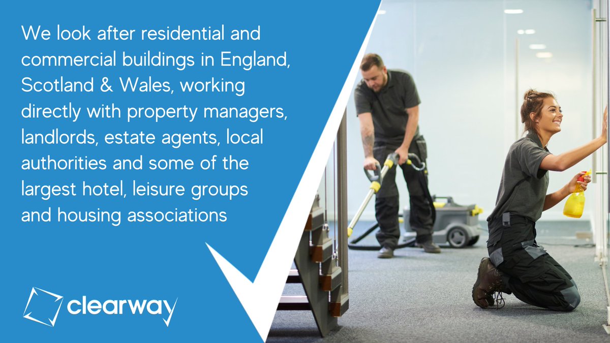 We look after residential and commercial buildings in England, Scotland & Wales, working directly with #PropertyManagers, #landlords, estate agents, local authorities and some of the largest hotels, leisure groups and housing associations: ow.ly/HfiU50RytCC #cleaning