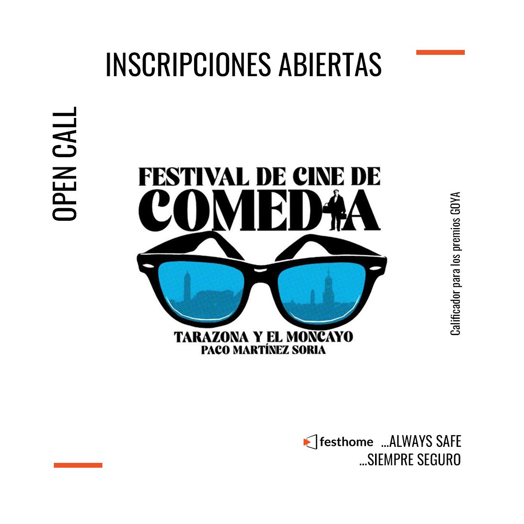 21º Festival De Cine De Comedia De Tarazona Y El Moncayo @tarazonacine 📩 festhome.com/festival/festi… ✔️Calificador Premios Goya #callforentries #opencall #filmfestival #film #festival #corto #shortfilm #submissions #inscripciones #deadline #cinema #convocatoria