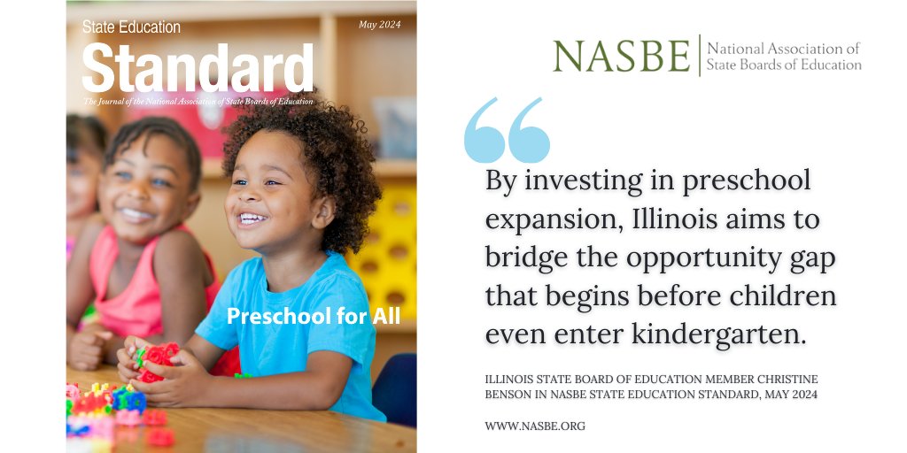 From #NASBEStandard: Illinois has ambitious plans to expand #preschool access to all students translates to 20K more seats. Fostering the workforce to serve them will be a key challenge. State Board Member Chris Benson has more: ow.ly/ysuZ50RzwoO