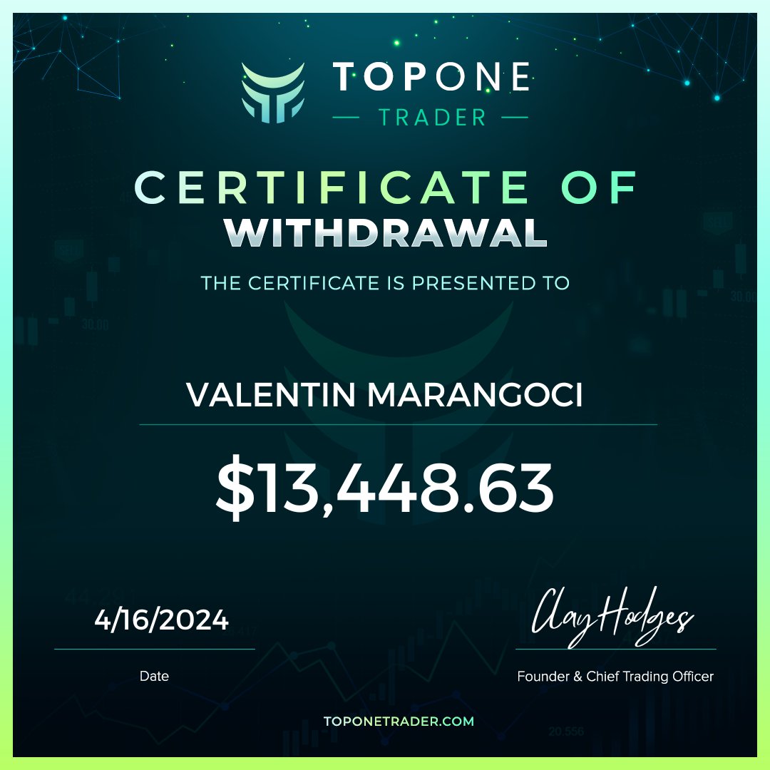 Congratulations to Valentin Marangoci with a payout of $13,448.63💰📈‼️ Who's next?! We have the most simple, generous, and easy to follow trading programs in the entire prop firm space. ✅One phase challenge ✅Biweekly payouts