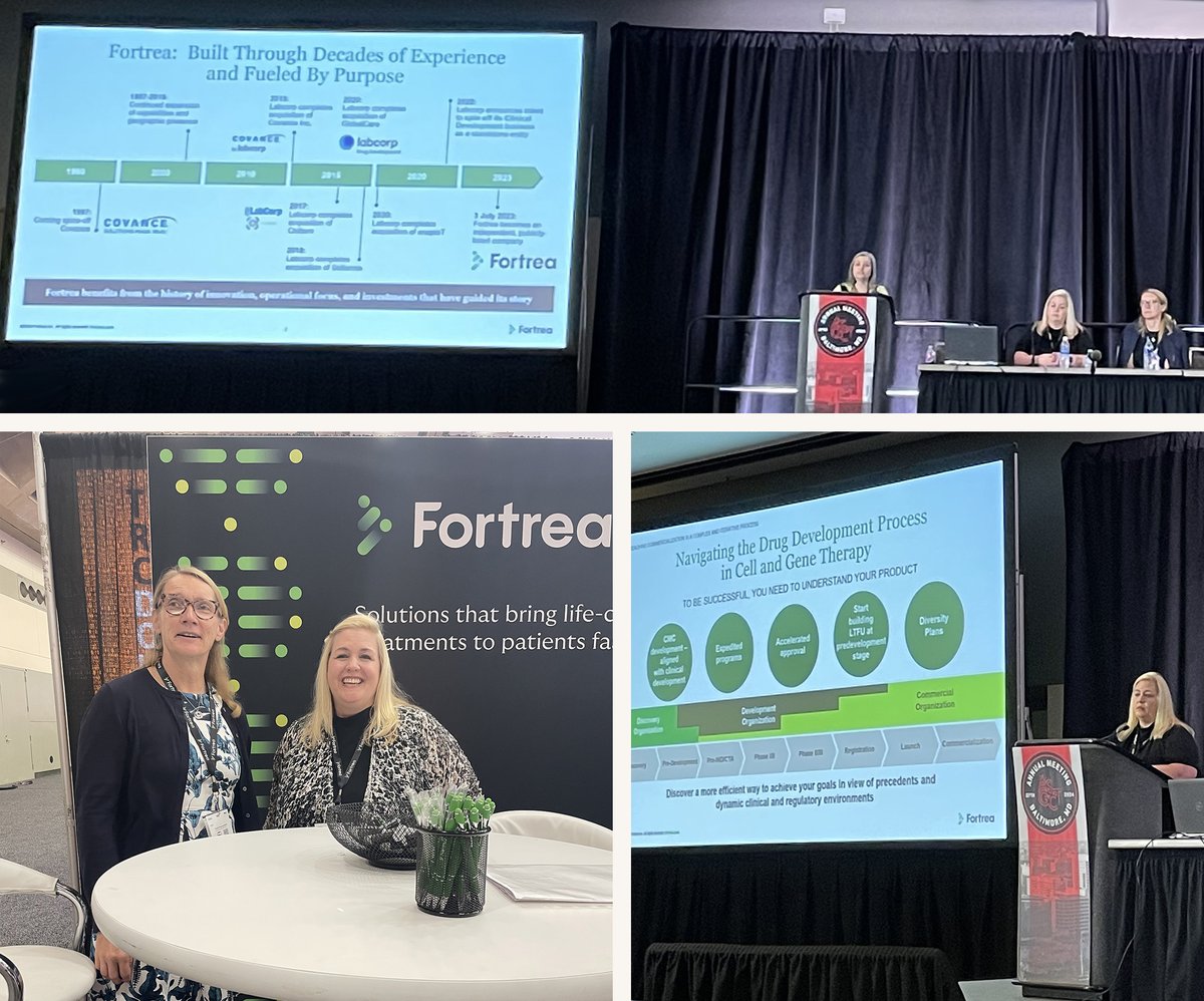 Fortrea's Alicia Baker McDowell and Susanne Schmidt had an engaging discussion this morning around patient-centric considerations for cell & gene therapy studies when planning a first in-human #clinicaltrial. Stop by booth 1212 at #ASGCT2024 in Baltimore. #clinicaltrials