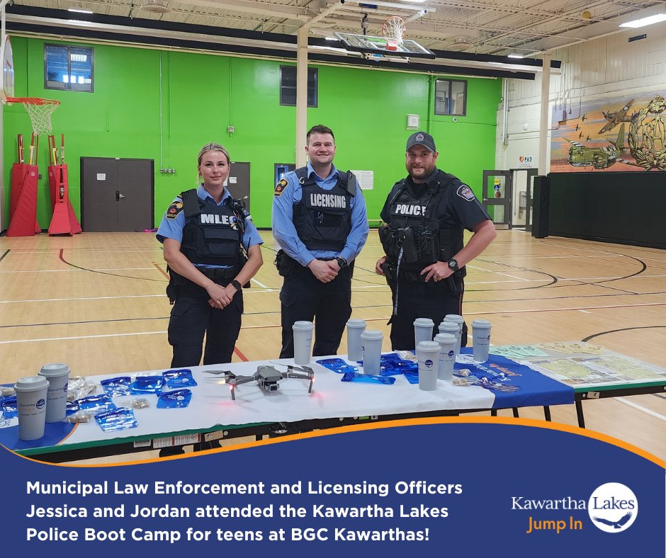 On May 6, 2024 two of our Municipal Law Enforcement and Licensing (MLEL) officers, Jessica and Jordan attended BGC Kawarthas as a part of the Kawartha Lakes Police Boot Camp for teens interested in policing and enforcement. Thank you to @bgckawarthas and @klpsmedia for hosting!