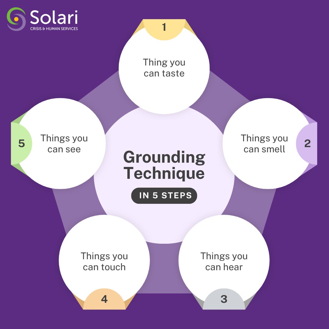This #Anxiety Awareness Month, save this grounding technique for when you're feeling anxious by focusing on your five senses. #mentalhealth #grounding
