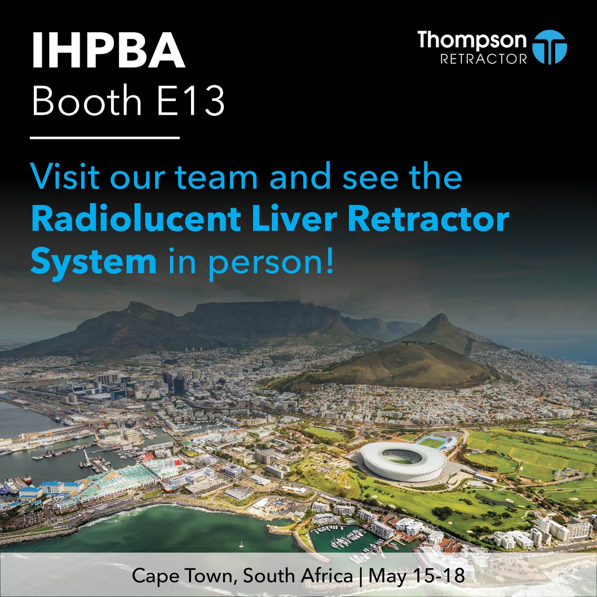 What an incredible opportunity to visit South Africa and connect with our global community! We'll be in Cape Town for the 16th IHPBA 2024 World Congress. Stop by, say hi, and get hands-on with the Liver Retractor System! #thompsonretractor #IHPBA24