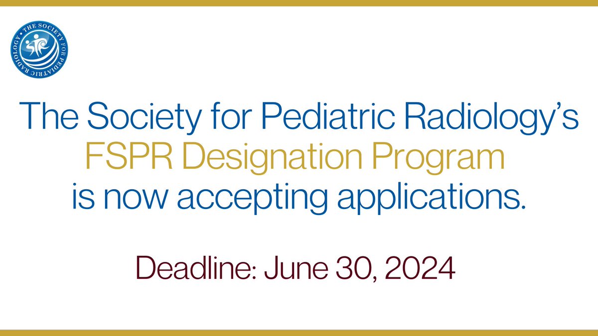 SPR Members–The FSPR Designation Program is now accepting applications. The FSPR designation will be bestowed to recognize members for their substantial dedication through service to and contributions to the SPR or pediatric radiology. Visit bit.ly/44yIoRK to learn more.