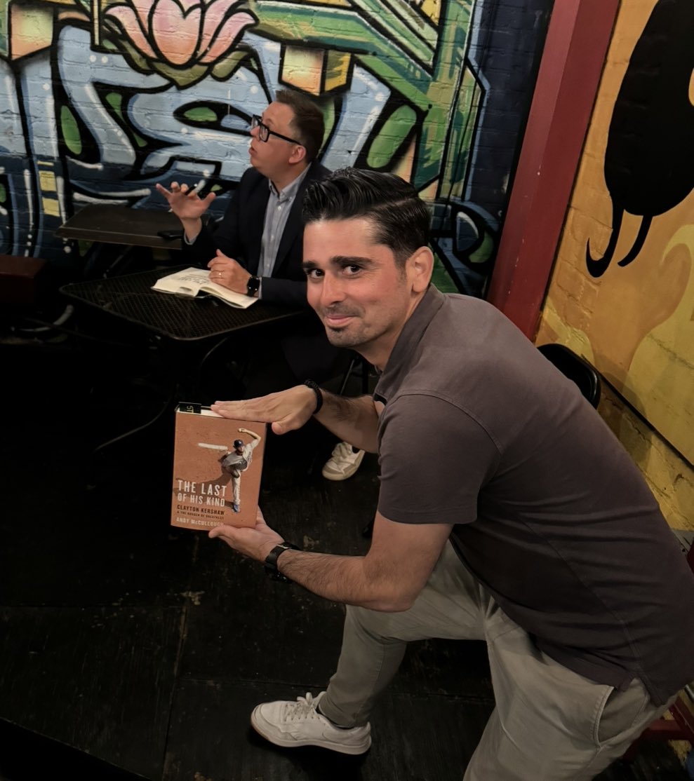 This was as close as I could get to @ByMcCullough during last night’s reading. His Clayton Kershaw book is too hot. You should buy it. hachettebooks.com/titles/andy-mc…
